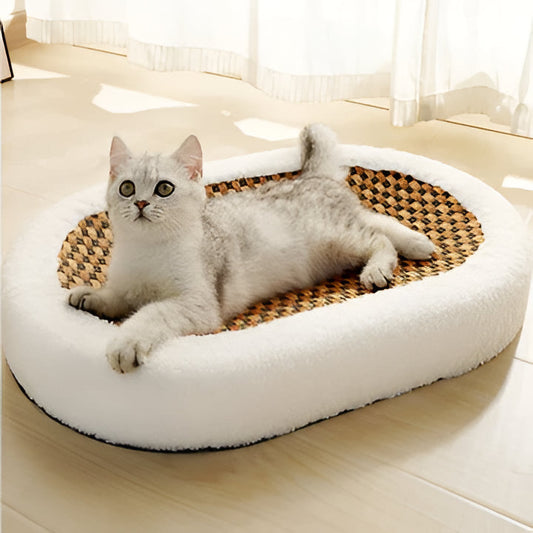 Modern cat scratcher lounge bed for feline comfort & play. Durable pet furniture protecting your home decor.