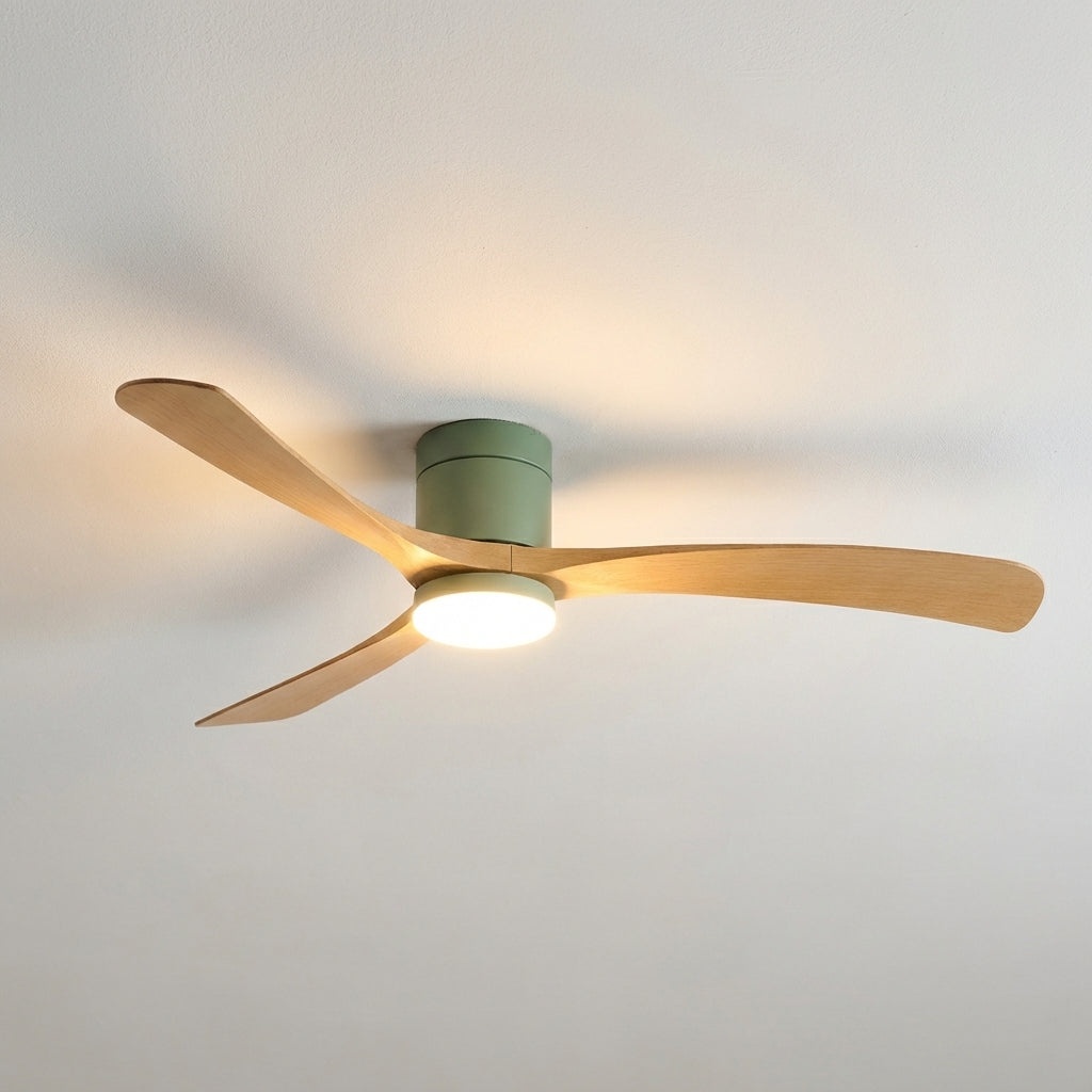 Remote control modern ceiling fan with dimmable LED light. Personalized home comfort & indoor atmosphere.