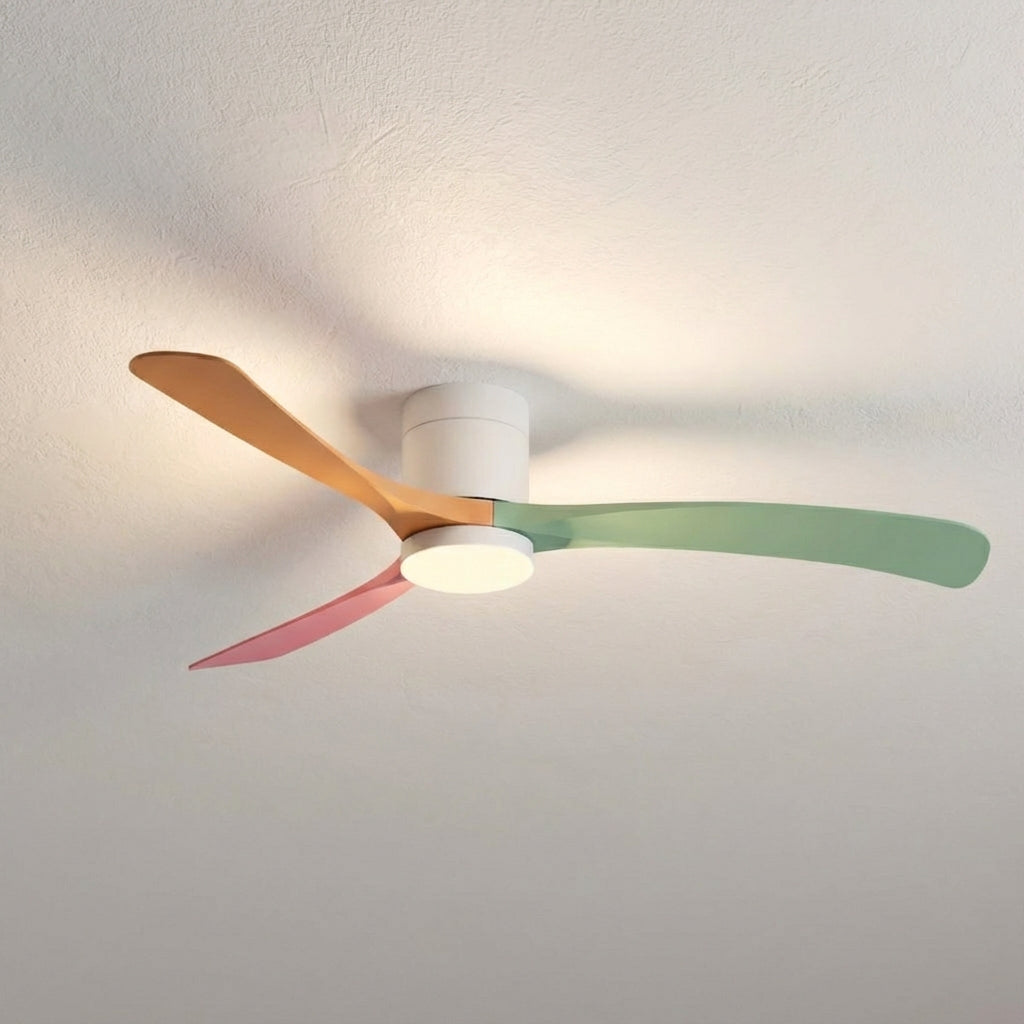 Modern ceiling fan with light, multi-speed, & reversible airflow. All-season home comfort & energy savings.