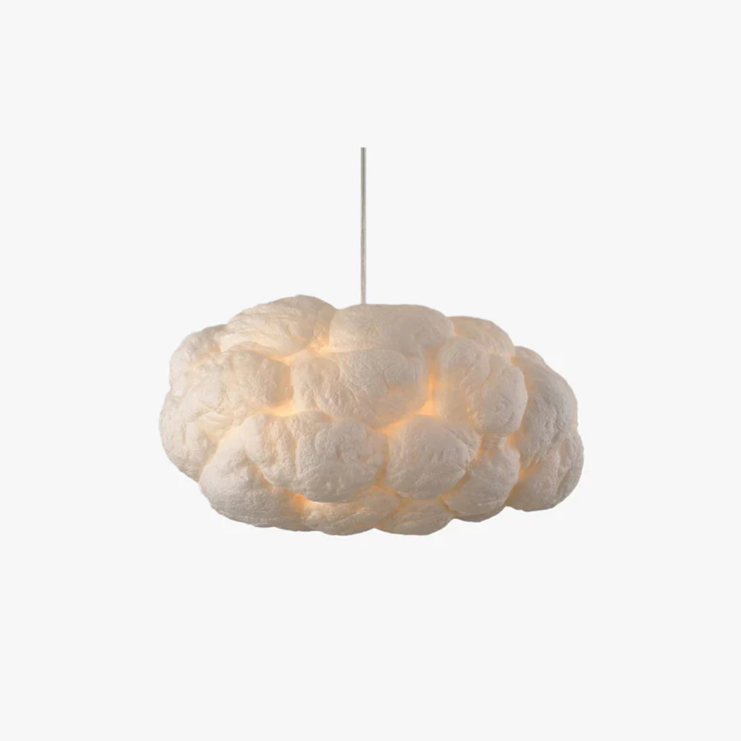 Unique Nimbus cloud LED ceiling lamp, modern design for bedroom or dining room.