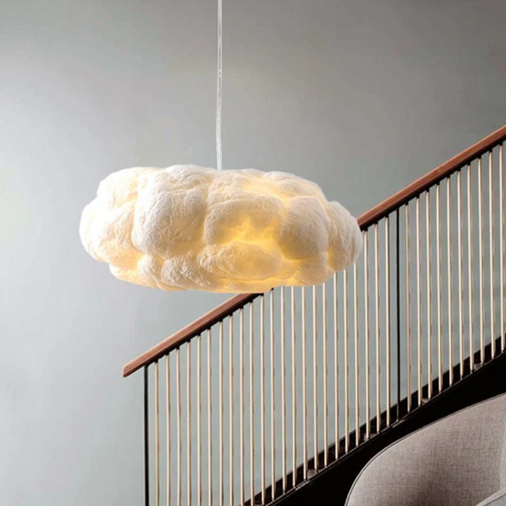 White cloud-shaped LED pendant light, stylish home lighting, ideal for modern decor.