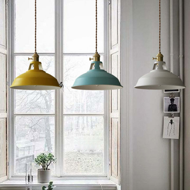Bright, multi-colored LED pendant light, a focal point in modern homes and living rooms.