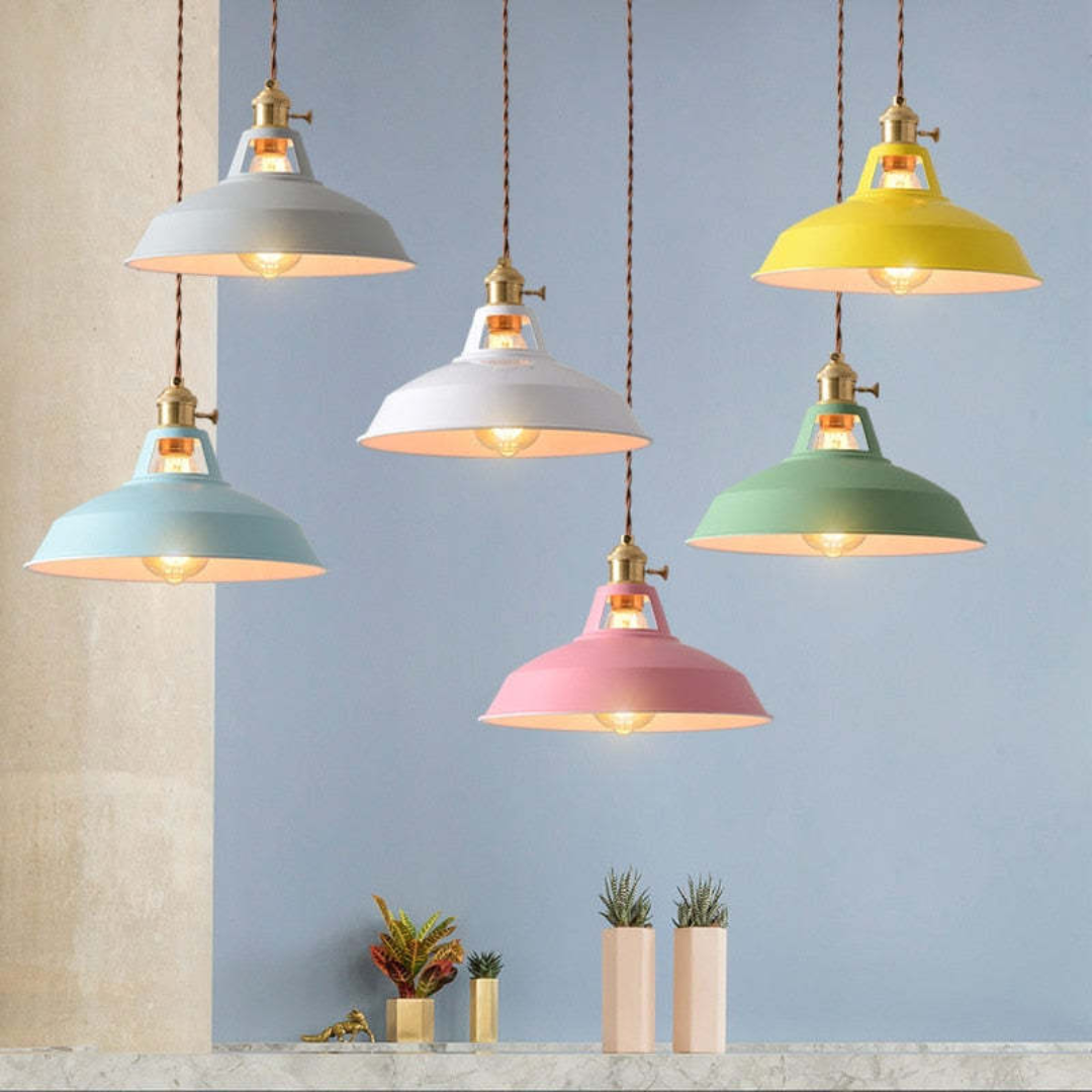 Adjustable modern LED pendant light, adding a pop of color to your stylish living space.
