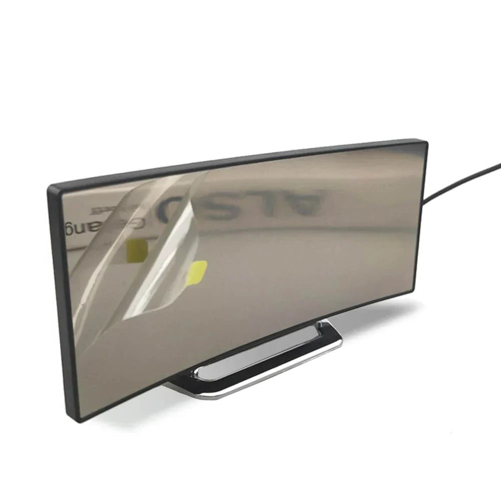 Stylish curved LED digital clock with bright display. Modern desk alarm clock for contemporary home & office decor.