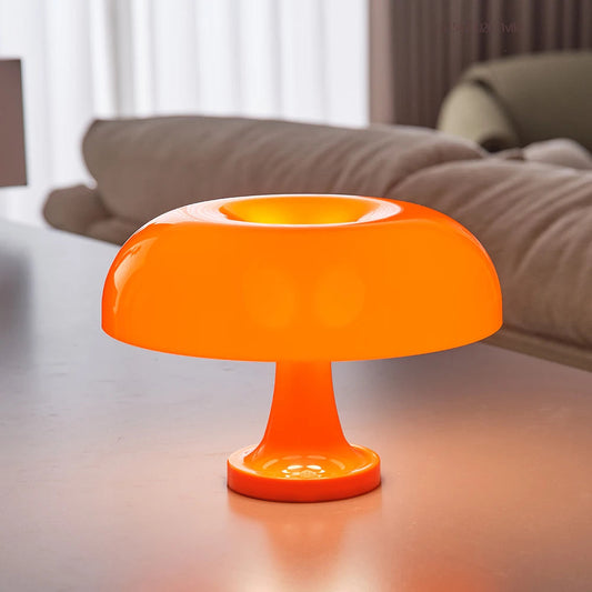 Modern dimmable LED mushroom table lamp for contemporary home decor, perfect as a bedside or desk accent.