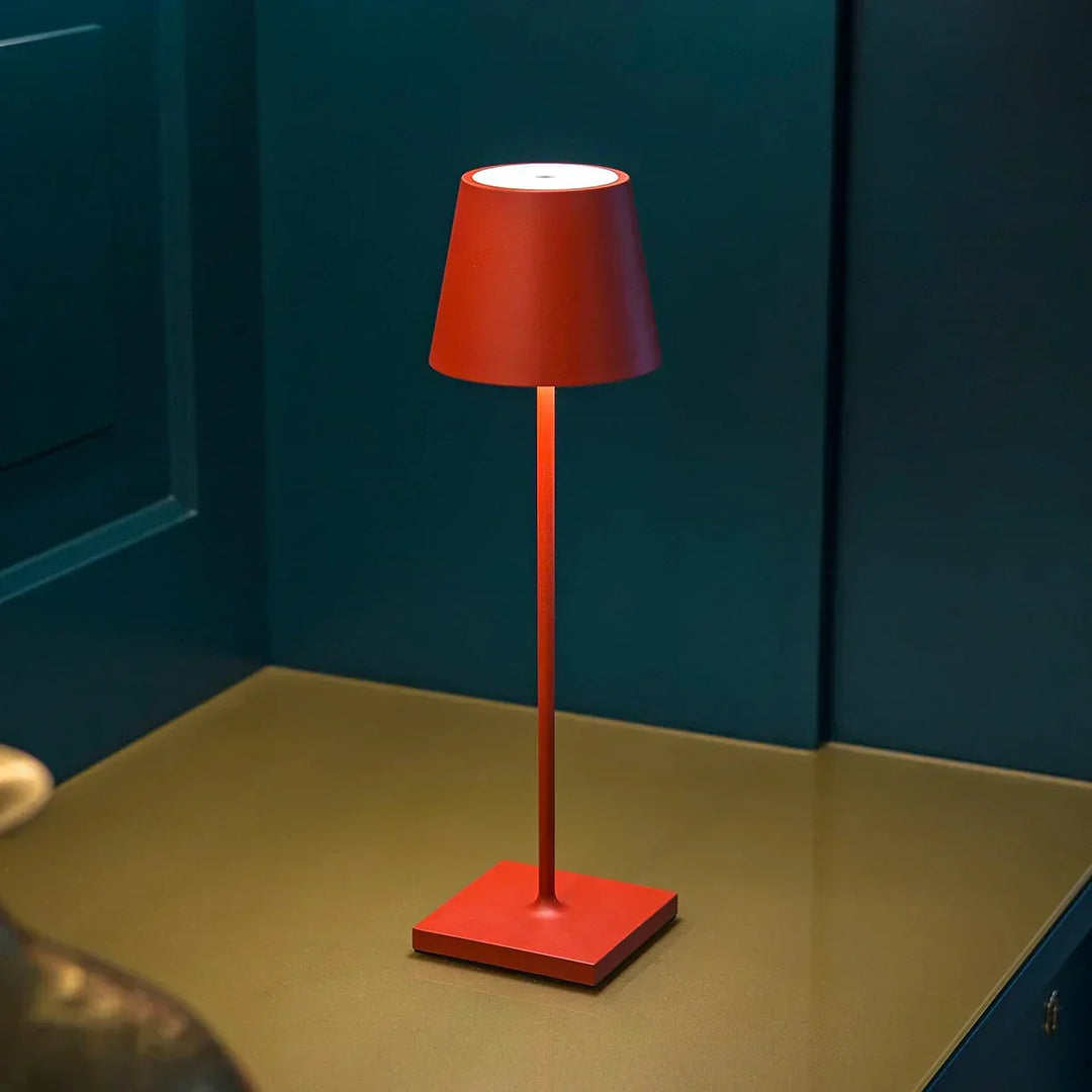 Cordless rechargeable LED table lamp, portable dimmable lighting. Great for bedroom, desk, or outdoor use.