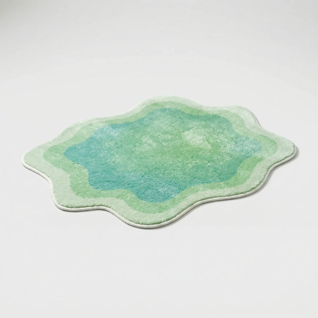 Soft plush gradient area rug with wave design; a modern Flowique statement for bedroom or living room decor.