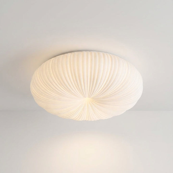Gentle ambient glow from Ciravine modern LED flush mount ceiling light, perfect for bedroom lighting.