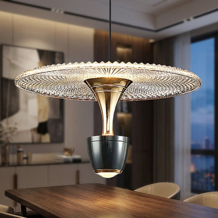 Modern Glissara pendant light for living & dining rooms. Sleek, contemporary ceiling fixture.