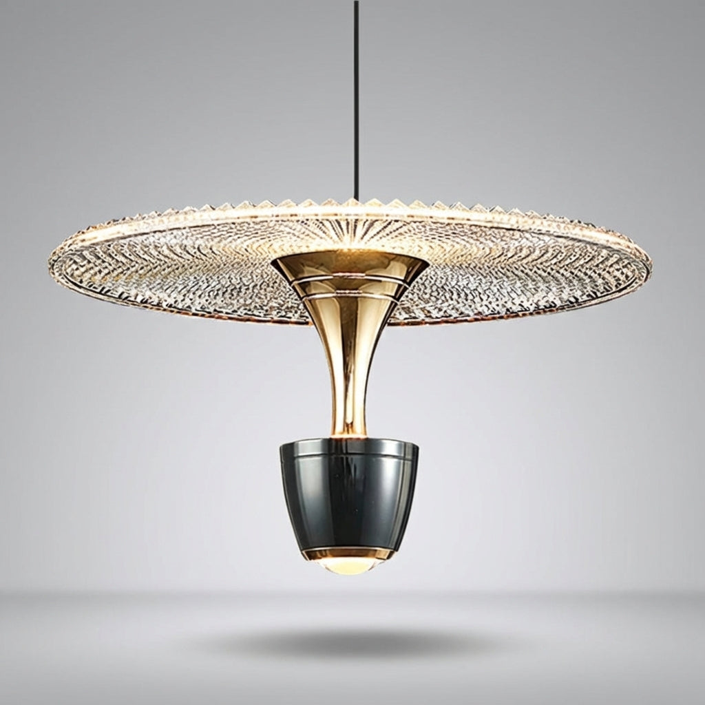 Contemporary Glissara pendant hanging lamp. Perfect sleek design for modern dining room & living room lighting.