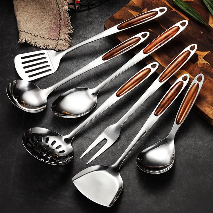 Professional kitchen utensil set with sleek, modern design. Heat-resistant cooking tools, ideal for any home kitchen.
