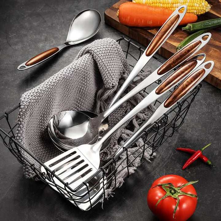Durable kitchen utensil set. Heat & rust-resistant cooking tools, easy to clean & dishwasher safe for daily use.