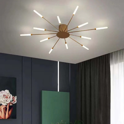 Modern LED ceiling light, black, energy-saving, for large bedrooms & halls.