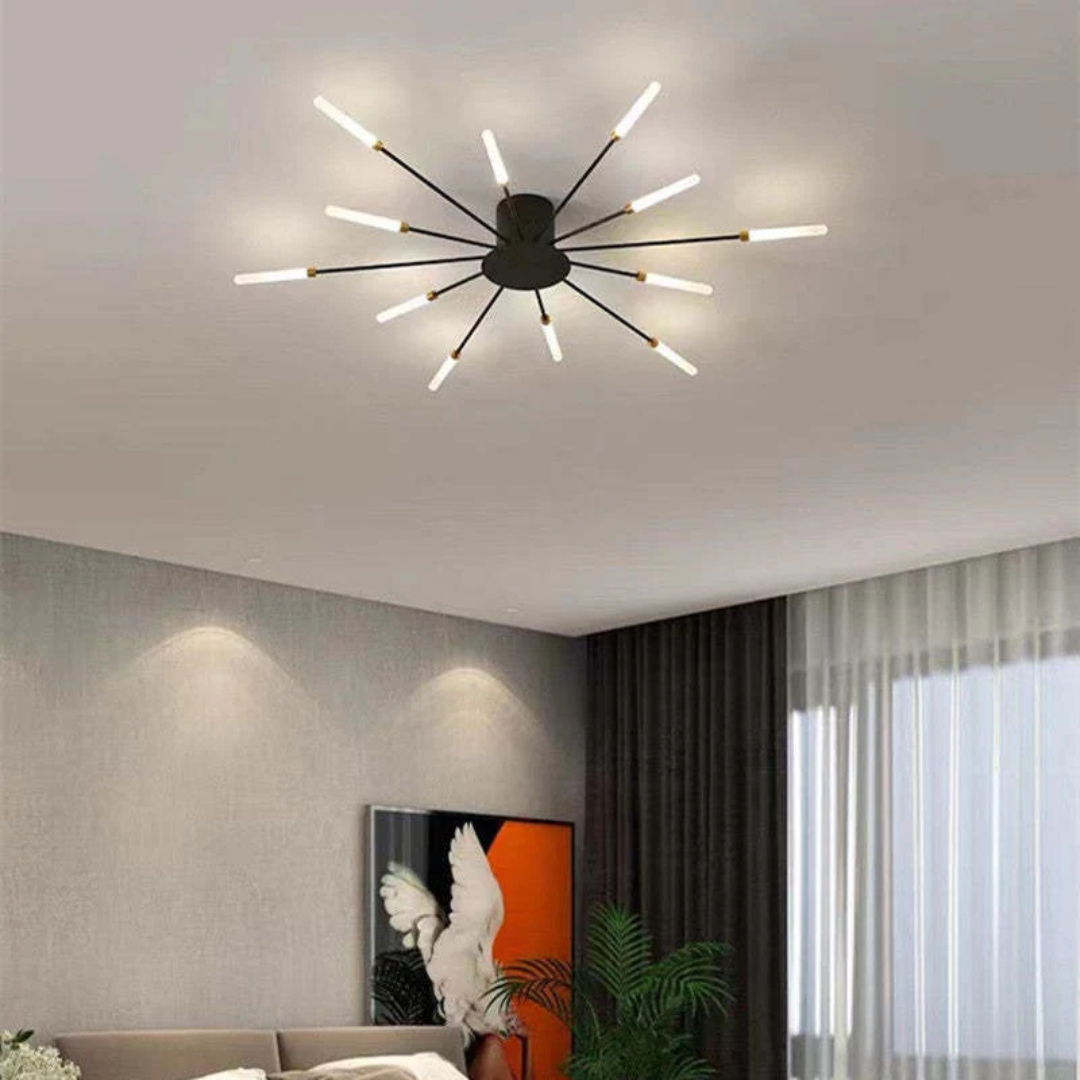 Gold dimmable LED ceiling light, sleek design for modern large spaces.