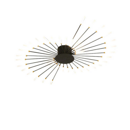 Elegant gold LED ceiling light for large living rooms, dimmable feature.