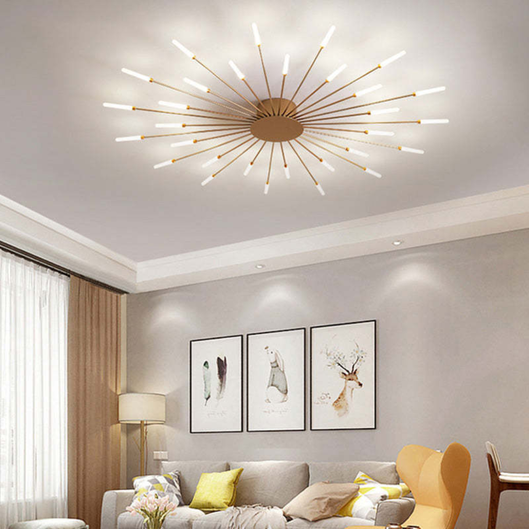Dimmable LED ceiling light, black finish, contemporary for large hotel spaces.