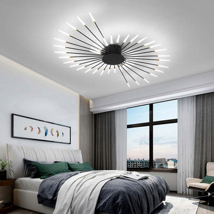 Sleek black LED ceiling light for modern large spaces, energy-efficient.