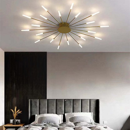 Large modern LED ceiling light, black, dimmable, fits contemporary home.