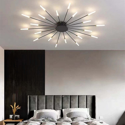 Indoor LED ceiling light, gold, modern design for spacious bedrooms.
