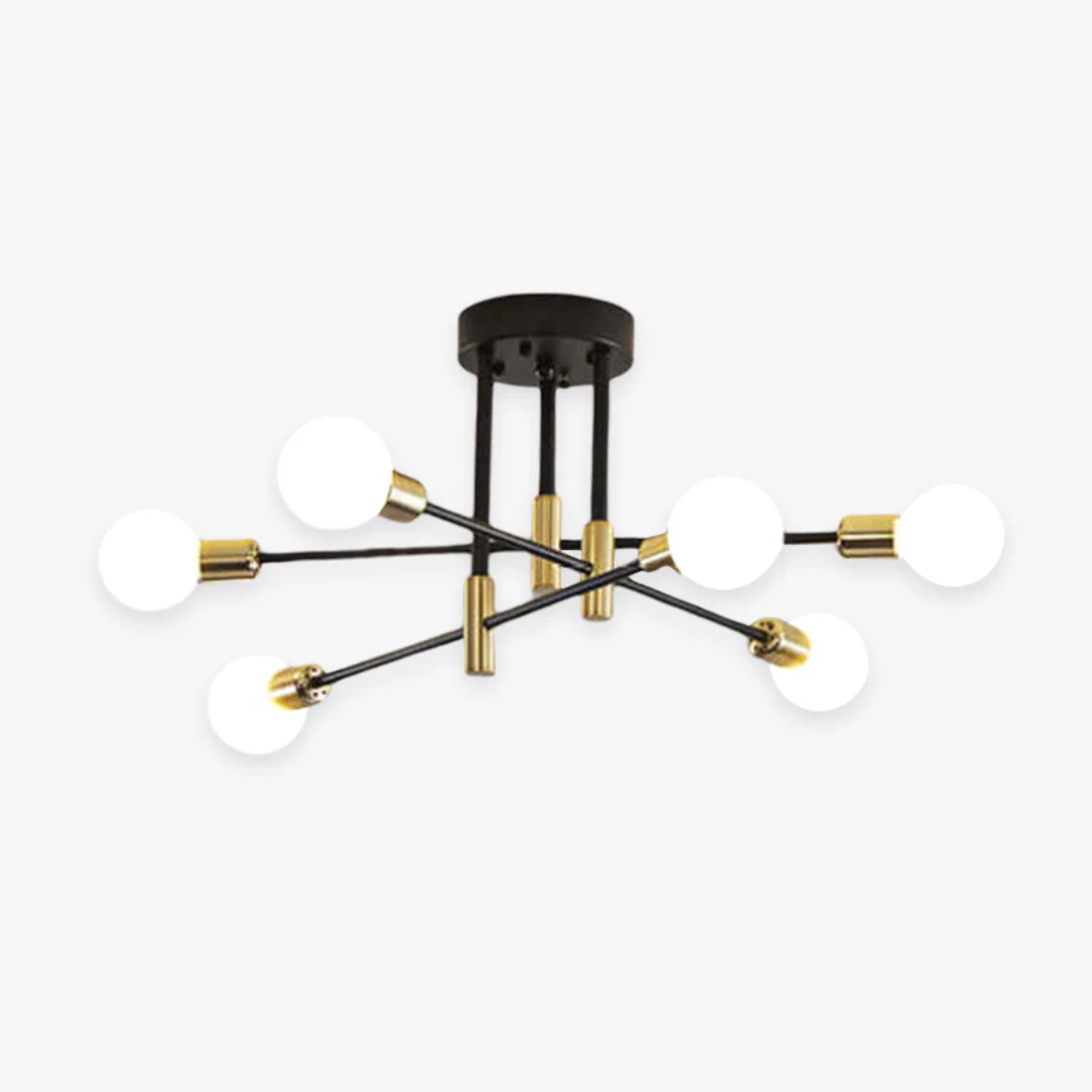 Modern LED ceiling light with black gold finish, perfect for luxury home decor and sophisticated interiors.
