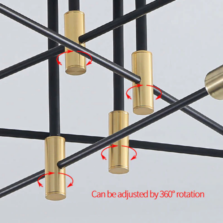 Elegant black gold modern LED ceiling light, ideal for living room or dining room luxury lighting.