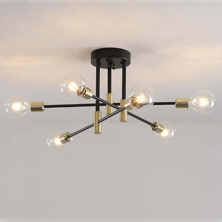 Statement black gold modern LED ceiling light, a luxurious and elegant home decor lighting fixture.