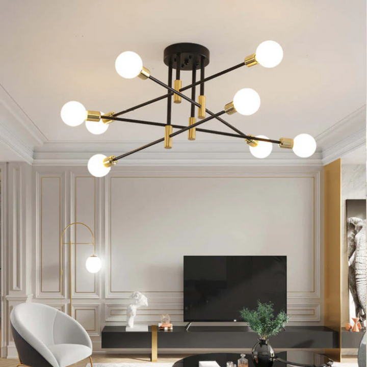 Elevate home decor with this luxurious black gold modern LED ceiling light, a stunning statement piece.