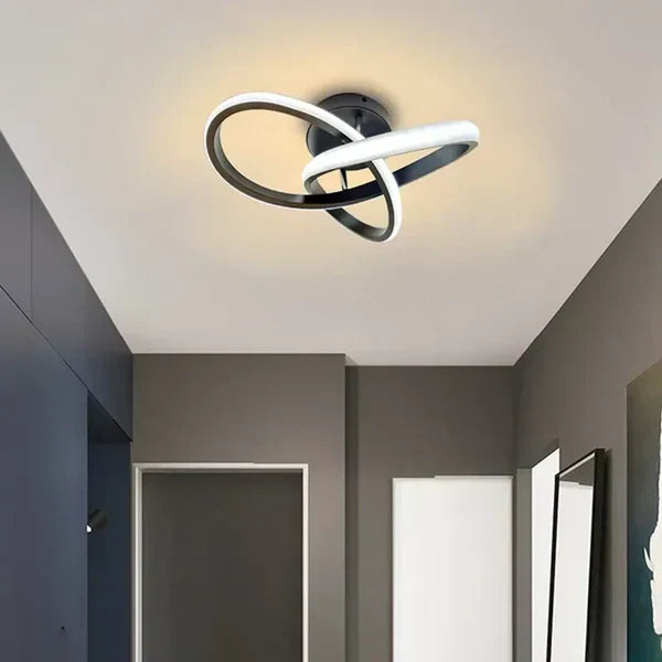 Modern LED double ring ceiling lamp, Twilight Rings, contemporary indoor lighting for stylish homes.