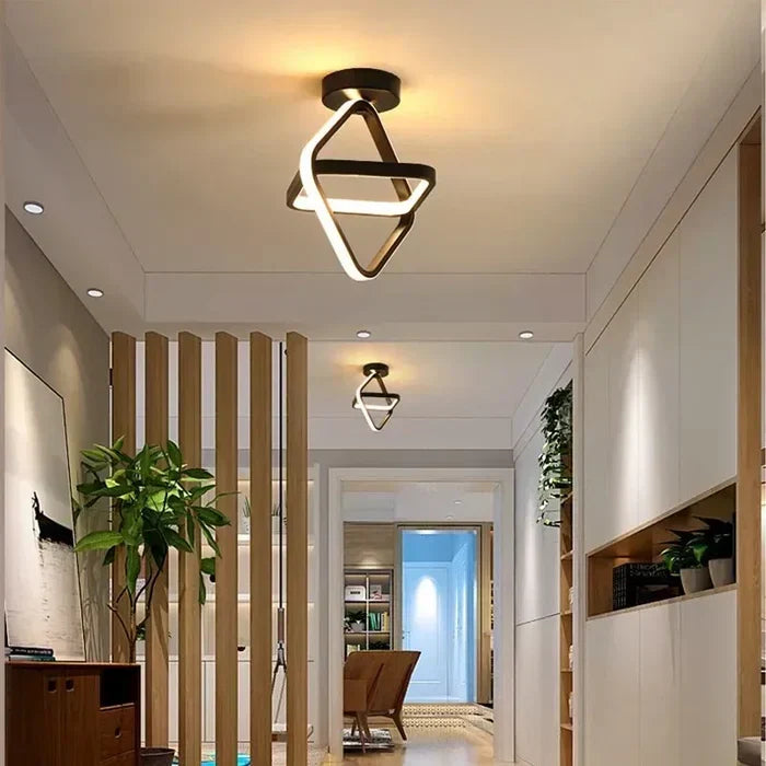Stylish LED ceiling light with dual rings, Twilight Rings design, energy-efficient modern home decor.
