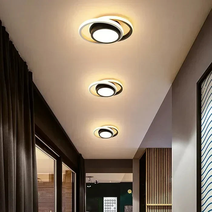 Contemporary LED double ring ceiling lamp, Twilight Rings, perfect for modern indoor lighting.