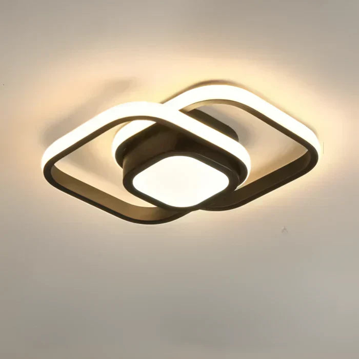 Energy-efficient modern LED ceiling lamp, Twilight Rings, stylish dual ring design for homes.