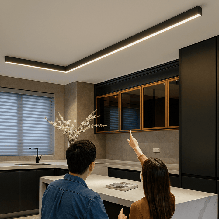 Minimalist LED flush mount lamp, bright acrylic light fixture for any modern room.