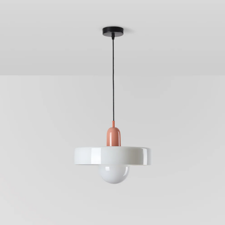 Contemporary LED ceiling lamp, featuring a clear glass globe design.
