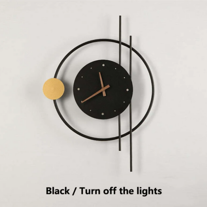 Unique LED wall clock lamp with warm white light, perfect as a modern home accent.