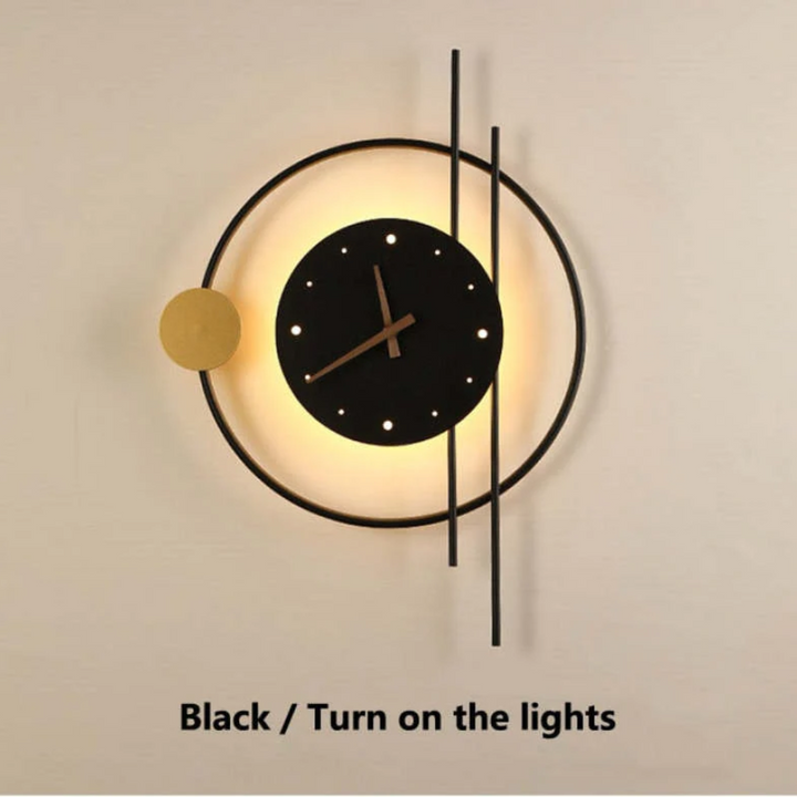 Functional LED wall clock lamp, modern wall decor & interior lighting for any room.