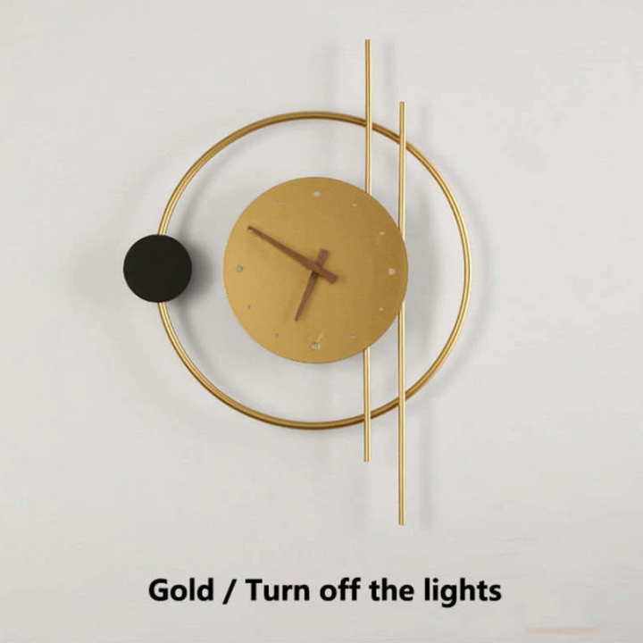 Contemporary LED wall clock for bedroom, offering stylish light & accurate time display.