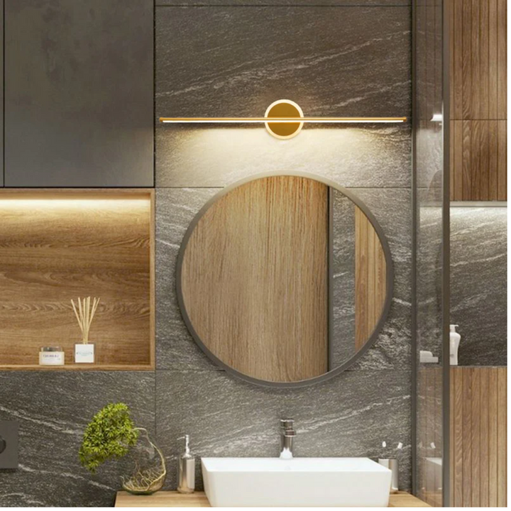 Modern LED wall lamp with adjustable light, suitable for living room, bedroom, or bathroom decor.