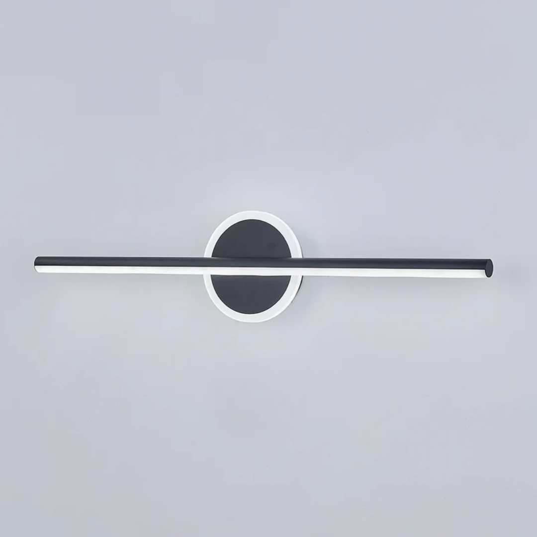Stylish black metal LED wall lamp, modern lighting fixture for bedrooms, adding a touch of decor.