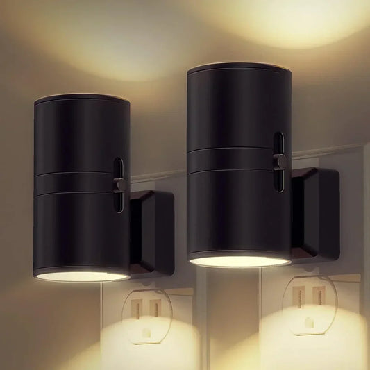 Modern LED wall lamp with automatic dusk sensor, emitting a warm white ambient light for energy-efficient indoor decor.