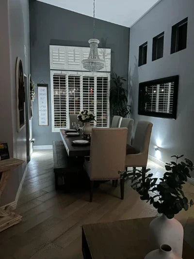 Indoor LED wall lamp with warm white ambient light, ideal as a night light. Auto dusk sensor offers convenient, automatic illumination.