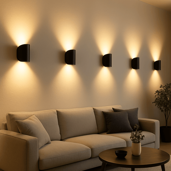 Energy-efficient LED wall light, ideal for contemporary office or study. Modern lighting with a sleek, minimalist design.