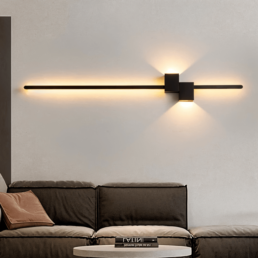 Minimalist linear LED wall light, perfect for subtle indirect lighting & modern interior design.