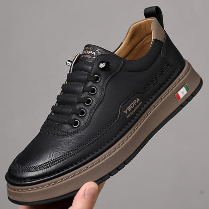 Underside of men's walking shoe, showing the durable sole pattern for grip and comfort.