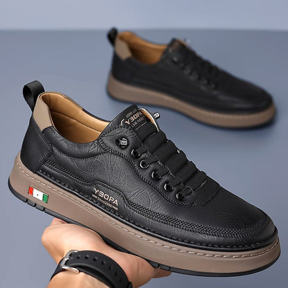 Dynamic shot of men's comfort sneakers in motion, combining style with everyday functionality.