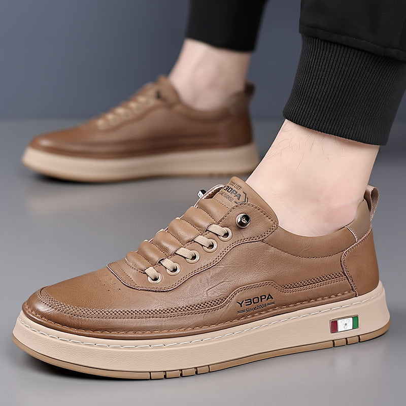 Top-down shot of comfortable men's walking shoes, designed for everyday style.