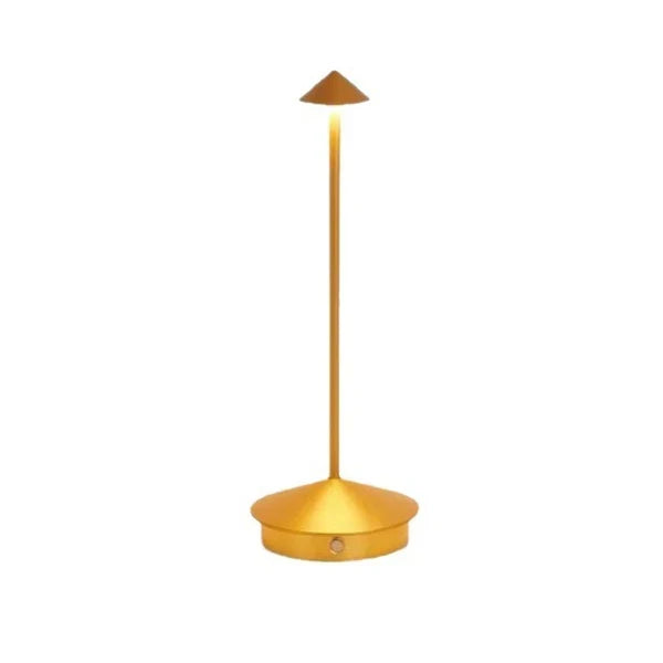 Portable modern LED table lamp, a minimalist rechargeable lighting solution for any room. Cordless home decor.