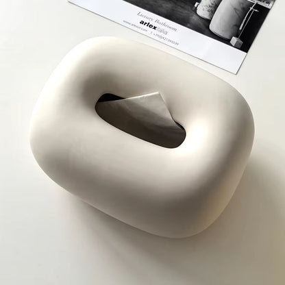 Contemporary ceramic tissue box cover on an office desk, adding modern style & organization to workspaces.