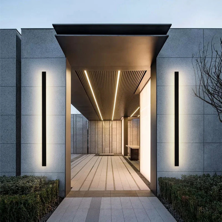 LineaGlow modern LED wall lamp, a durable and stylish solution for all exterior lighting.