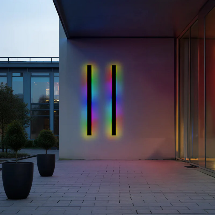 Contemporary LineaGlow LED wall lamp, perfect for security and pathway illumination.