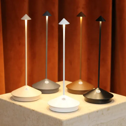 Wireless LED accent light, dimmable table lamp for modern home decor.